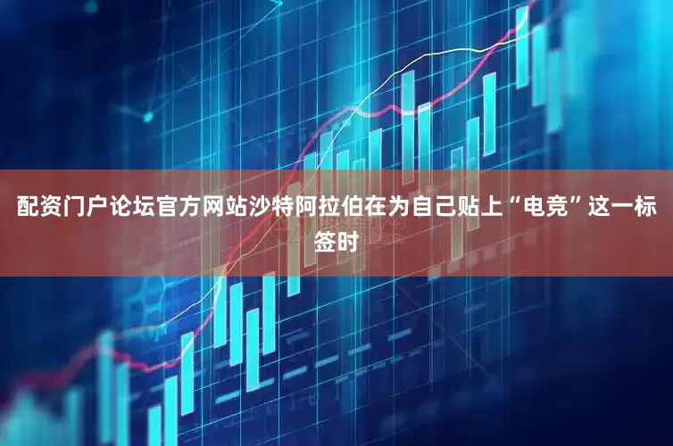 配资门户论坛官方网站沙特阿拉伯在为自己贴上“电竞”这一标签时